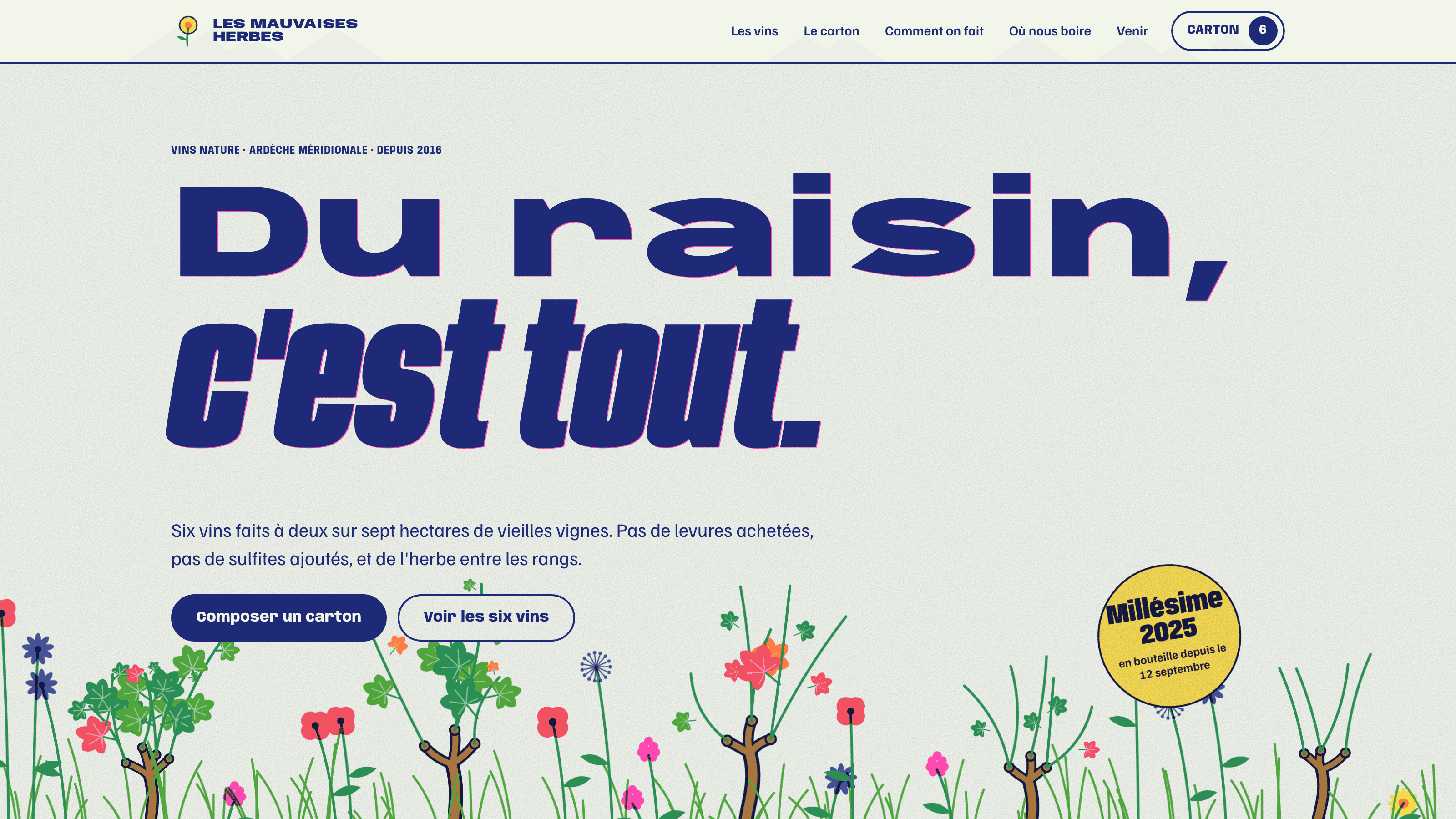Site démo Les Mauvaises Herbes : page d'accueil « Du raisin, c'est tout. »